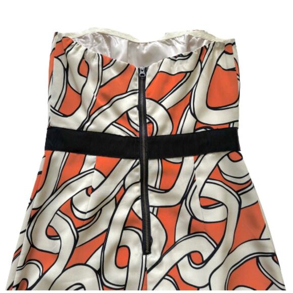 The Limited Dress Orange Cream Chainlink Strapless Faux Wrap Drape Front Size 0 - Picture 6 of 12